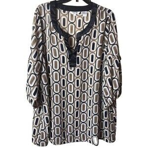 Capacity Unlimited Women’s Light Brown Tunic Top With Black Trim Size‎ 3X